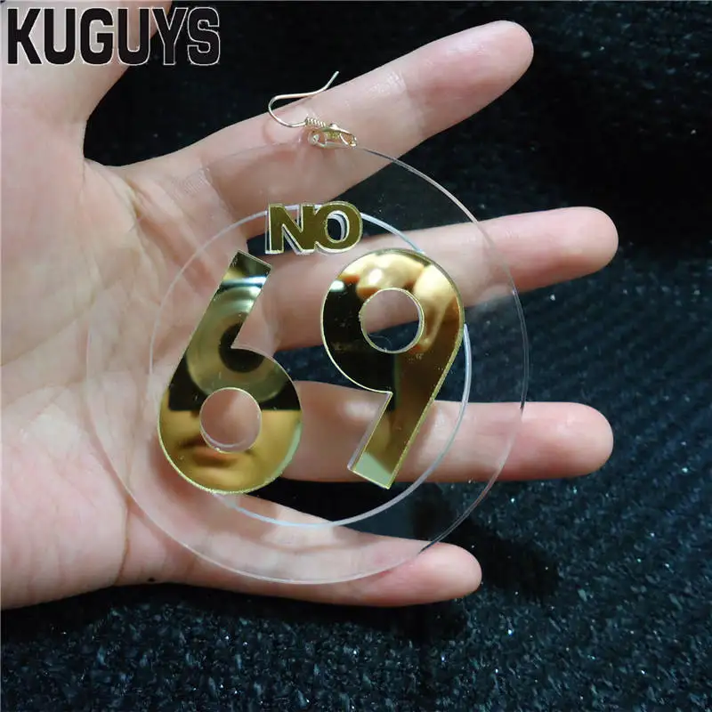 KUGUYS No.69 Drop Earrings for Women Round Large Big Hyperbole Acrylic Jewelry Fashion Accessory