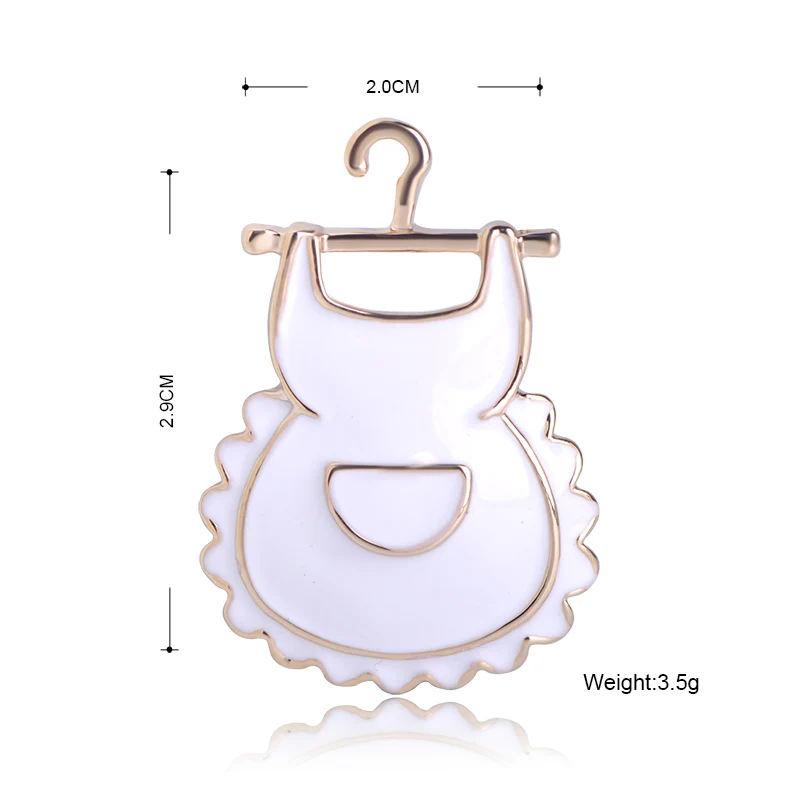 Madrry Kawaii Apron Shape Brooch White and Pink Enamel Brooches For Women Girls Kitchen Routine Clothes Accessories Lapel Pins