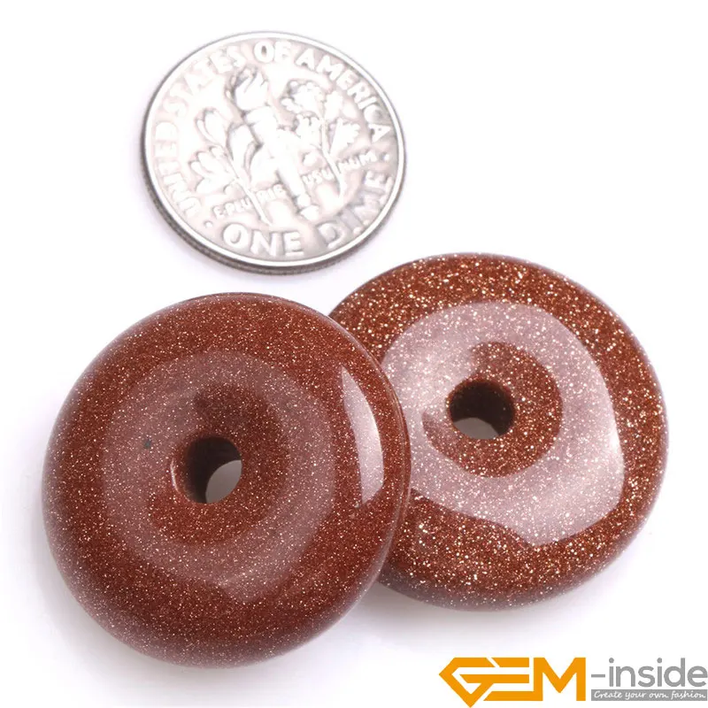 Donuts Shape Natural Brown Gold Sandstone Ring Circle 25/30/40mm Natural Stone Loose Beads For Jewelry Making