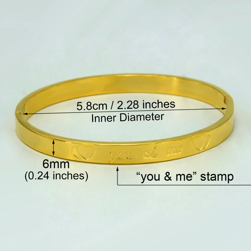 Anniyo 5.8cm Gold Color Bangle for Women Heart Jewelry Best Wife/Girlfriend s African Arabia Bracelets #005210