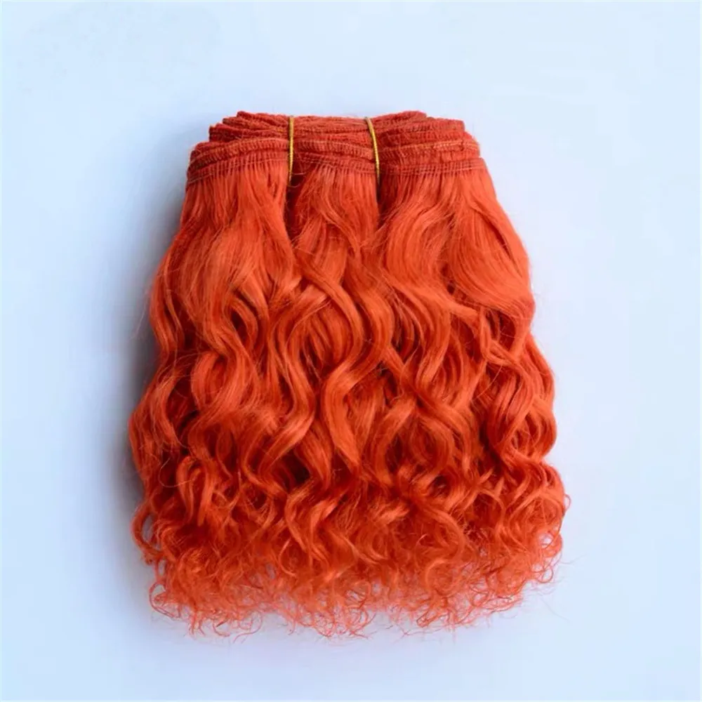 Wol Hair Extensions 15 cm Haar Inslagen Oranje Kaki Roze Bruin Krullend Pop Haar Pruiken voor BJD/SD DIY Handgemaakte Pop Pruiken