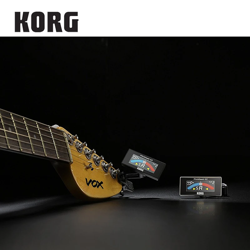 KORG AW4GBK PitchCrow-G Clip-On Guitar Tuner With Color LCD, Black