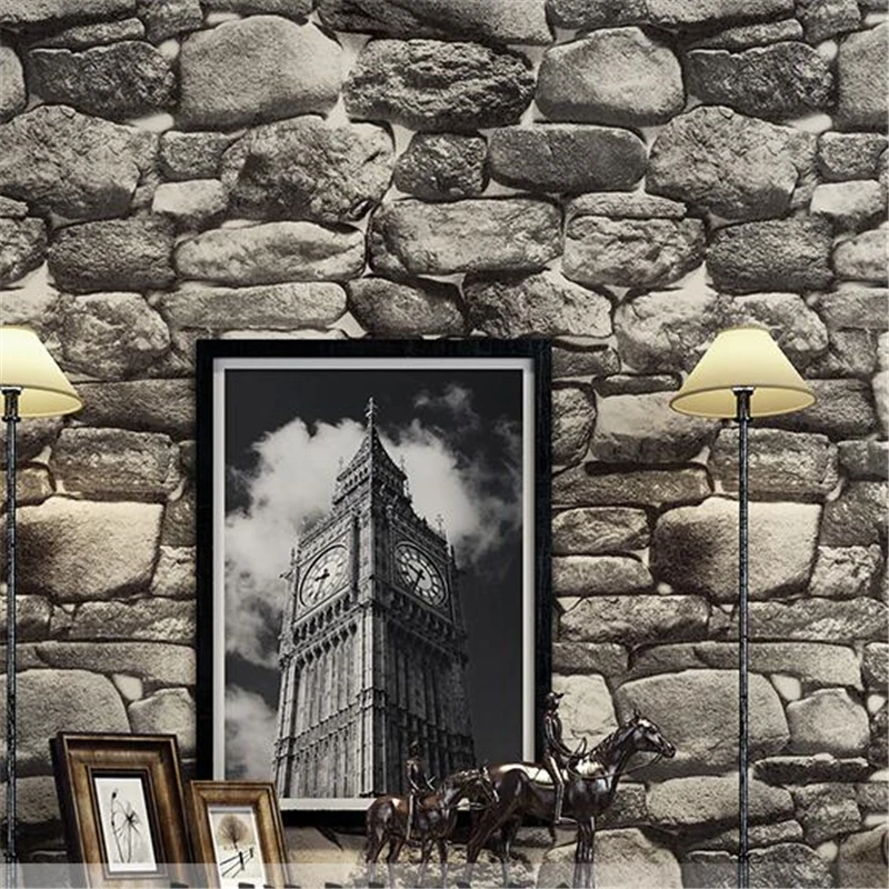 Imagem -05 - Stone Wallpaper Simulação Retro Faux Rock Restaurante Cultura Fundo Papel de Parede Beibehang3d