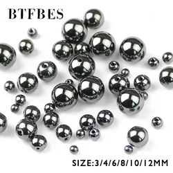 BTFBES Natural Stone Hematite Beads Black Round Loose Beads Stone Ball Selectable 3/4/6/8/10MM For Bracelet Jewelry Making DIY
