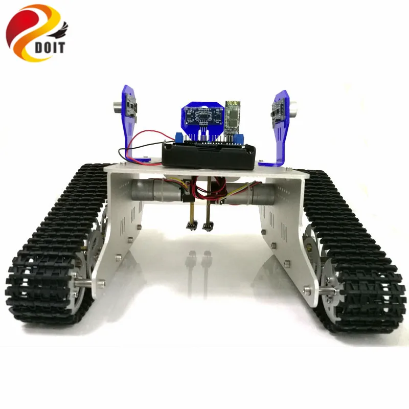 블루투스 제어 스마트 로봇 탱크 섀시, UNO R3 보드, 모터 드라이브 실드, 추적 및 장애물 회피용