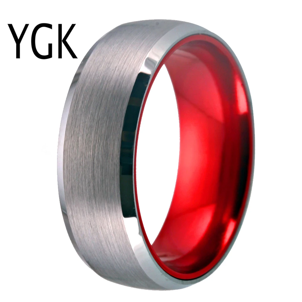 

Classic Men's wedding & Engagement Jewelry Red Plated Ring for Women 8mm Tungsten Ring Matte Finished Wedding Anniversary Rings