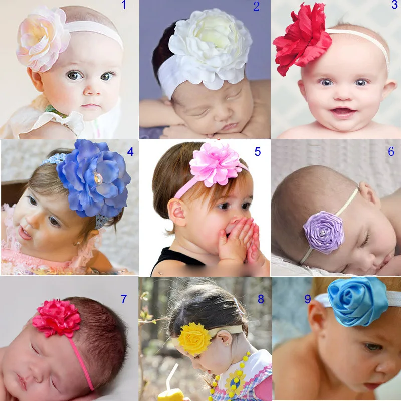 200pcs/lot Hooyi Baby Girls Hair Clip Flower Feather Bandanas Children Headband Kids Hairs Sticks Girl Tiaras Hairpins 30colors