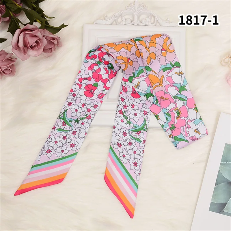 New Skinny Scarf Floral Printing Silk Scarf For Women Luxury Brand Foulard Fashion Belt For Ladies Bag Scarf Head Scarves