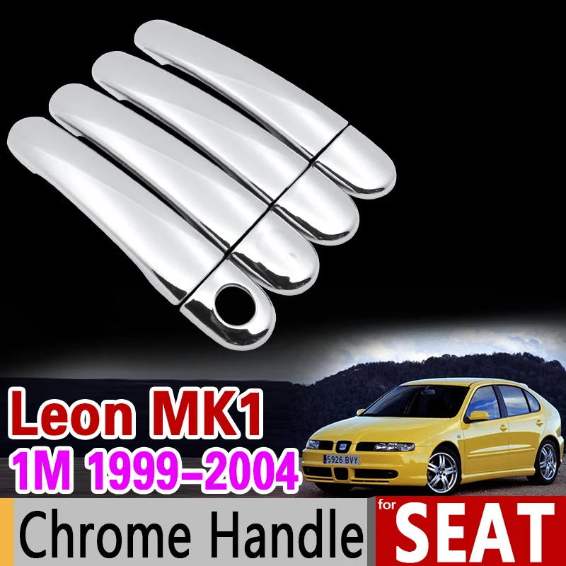 for Seat Leon MK1 1999-2004 1M Luxurious Chrome Handle Cover Trim Set 2000 2001 2002 2003 Car Accessories Stickers Car Styling