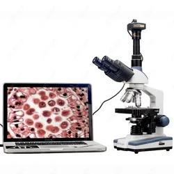 Lab Compound Microscope--AmScope Supplies 2000X LED Lab Trinocular Compound Microscope w 3D Mechanical Stage + 8MP Camera