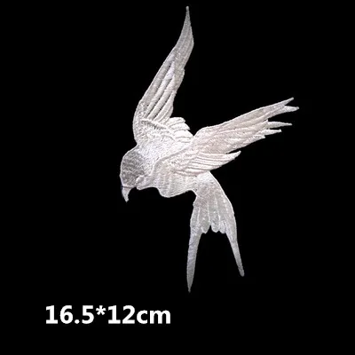 Ivory thread embroidery swallows bird patch for cloth gold thread birds applique swallows cloth stickers