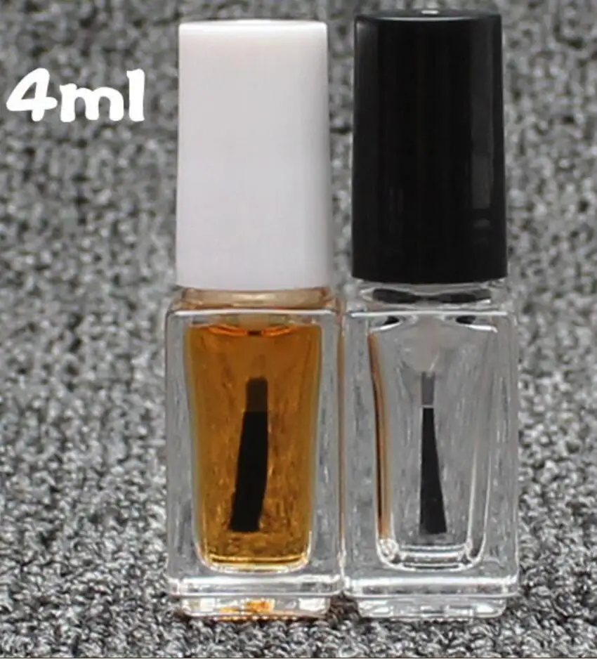 300sets/ lot 4 ml Empty Square Nail Polish Bottle & Small Brush Nail Art Container Wholesale