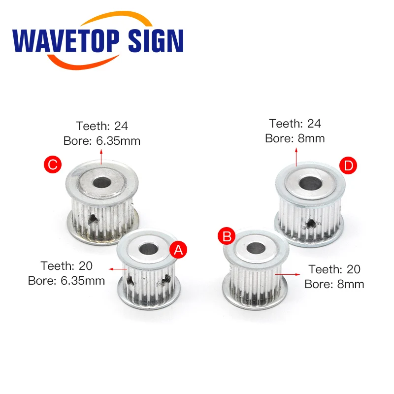 Timing Pulley HTD-3M Gear Pulley Synchronous 20 24 Teeth Width 15mm Bore 6.35 8 12mm for DIY CO2 Laser Engraving Cutting Machine