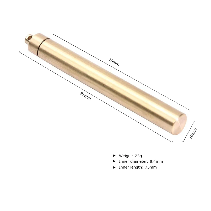 Brass Airtight Watertight Storage Container Dry Box Seal Bottle Case Capsule Pill Fob Emergency Medicine Match Toothpick Holder