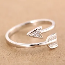 KNOCK high quality New Arrival Fashion Silver Plated Arrow crystal for women Adjustable Engagement ring arrow women jewelry