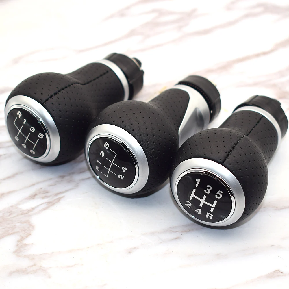 5 / 6 Speed Leather RED Gear Shift Knob Chrome Red Ring Pen Gaiter Boot For Audi A4 S4 B8 8K A5 8T Q5 8R S Line 2007-2015