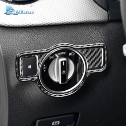 Airspeed Carbon Fiber Headlight Switch Stickers For Mercedes Benz A B C E G Class CLA GLA GLE GLK GL Accessories Trim Car Cover
