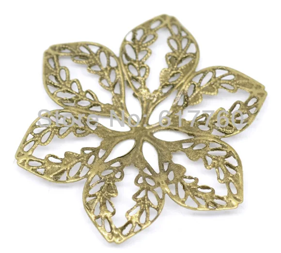 

Free shipping-50Pcs Antique Bronze Flower Wraps Connectors Jewelry Findings DIY Connectors 43x38mm J0542