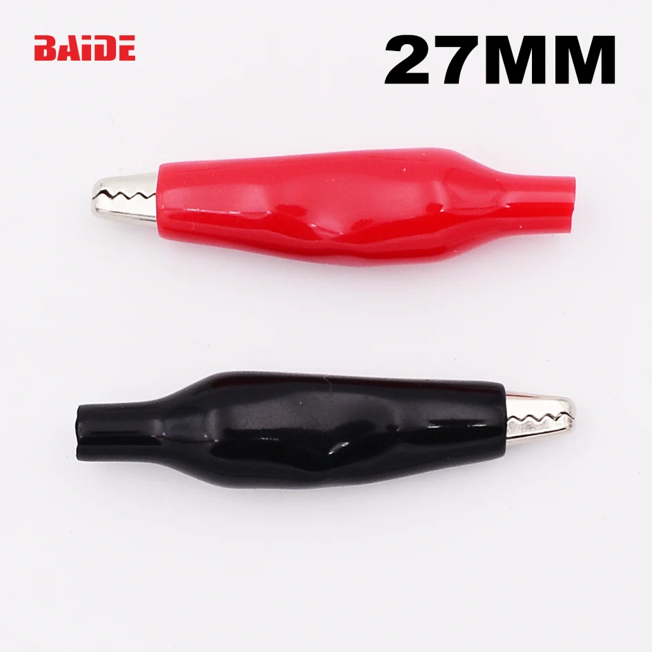 Metal Alligator Clip crocodile electrical Clamp FOR Testing Probe Meter 27MM Black and red Plastic Boot 6000pcs