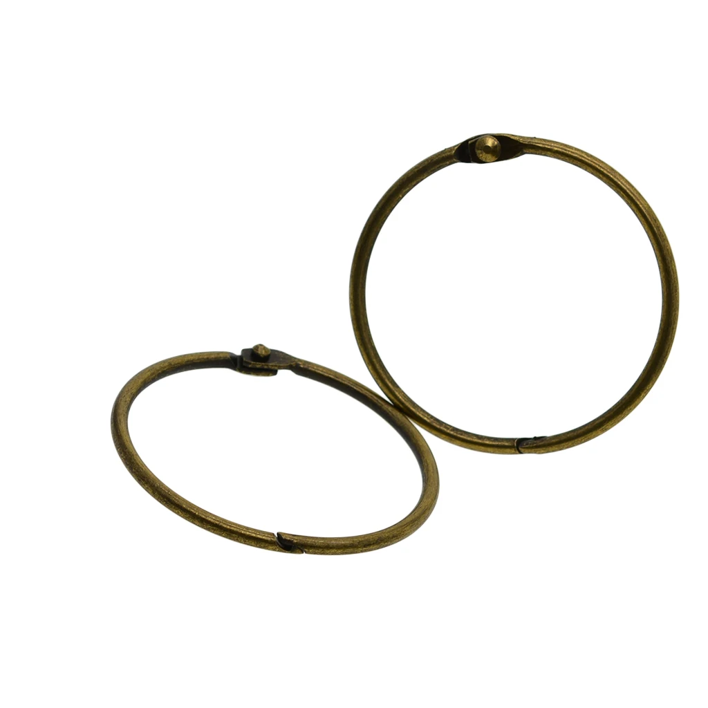 10 Pieces Bronze Metal Loose Hinged Leaf Ring Paper Scrapbook Book Binder Ring Key Ring Keychain DIY Craft Accessories 73mm
