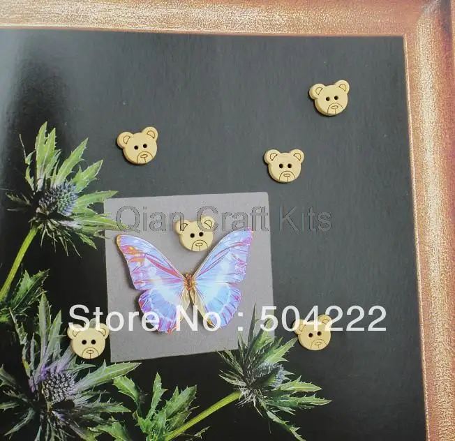 600pcs Wooden Bear Buttons - Two Hole - Wood Round 2 holes Wood Wooden Buttons, Natural Color bear 13 x 11 mm