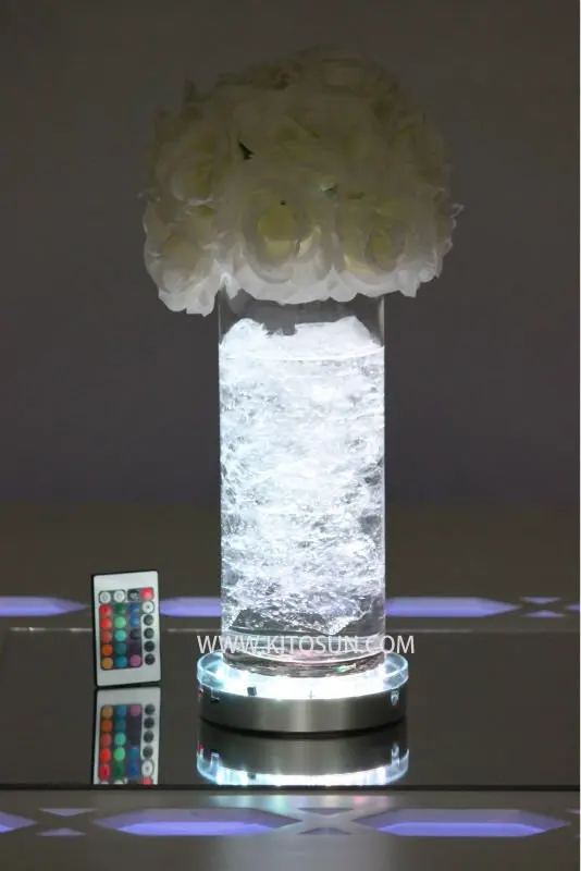 10pcs*KITOSUN 3AA Battery Operated 6inch RGB Color Changing Led Centerpiece Light Base for Tall Glass Vases Decoration