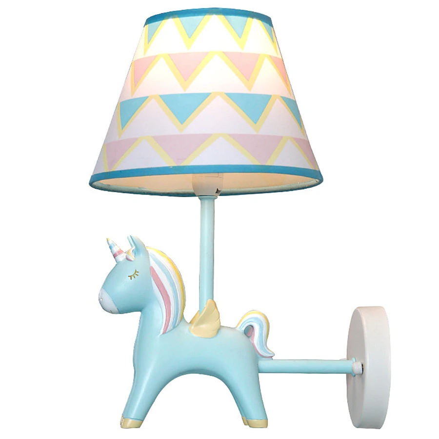 Cartoon Holiday Decorations for Home Unicorn Wall Lamp Children Bedroom Bedside Lamp Creative Kids Room Light Resin Wall Sconce