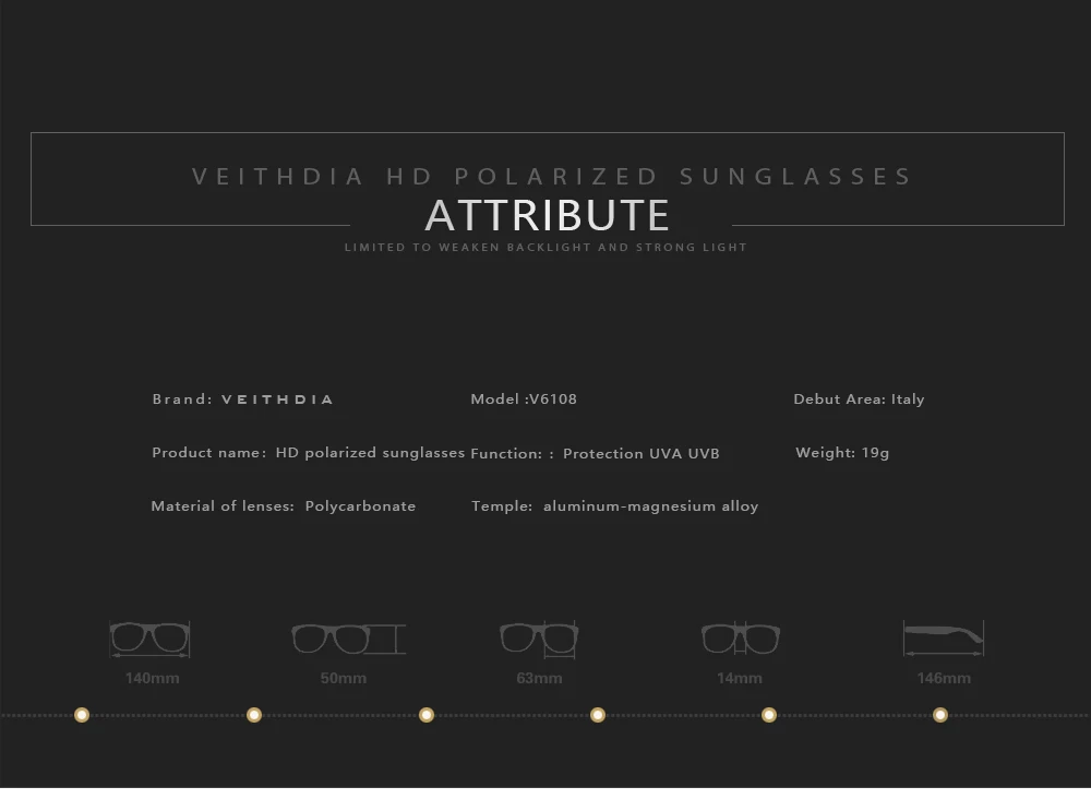 VEITHDIA Unisex Polarisierte Sonnenbrille UV400 TR90 Aluminium-Magnesium Sport Outdoor Vintage Sonnenbrille für Männer und Frauen V6108 – Detail 8