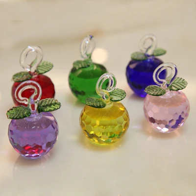 40/50mm Colorful Crystal Apple Figurines Glass Fruit Paperweight Art & Collection Table Ornament Home Wedding Decor Xmas gifts