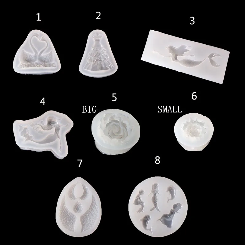 DIY Silicone Mold Transparent Swan Dress Mermaid  Flower Making Fashion Jewelry