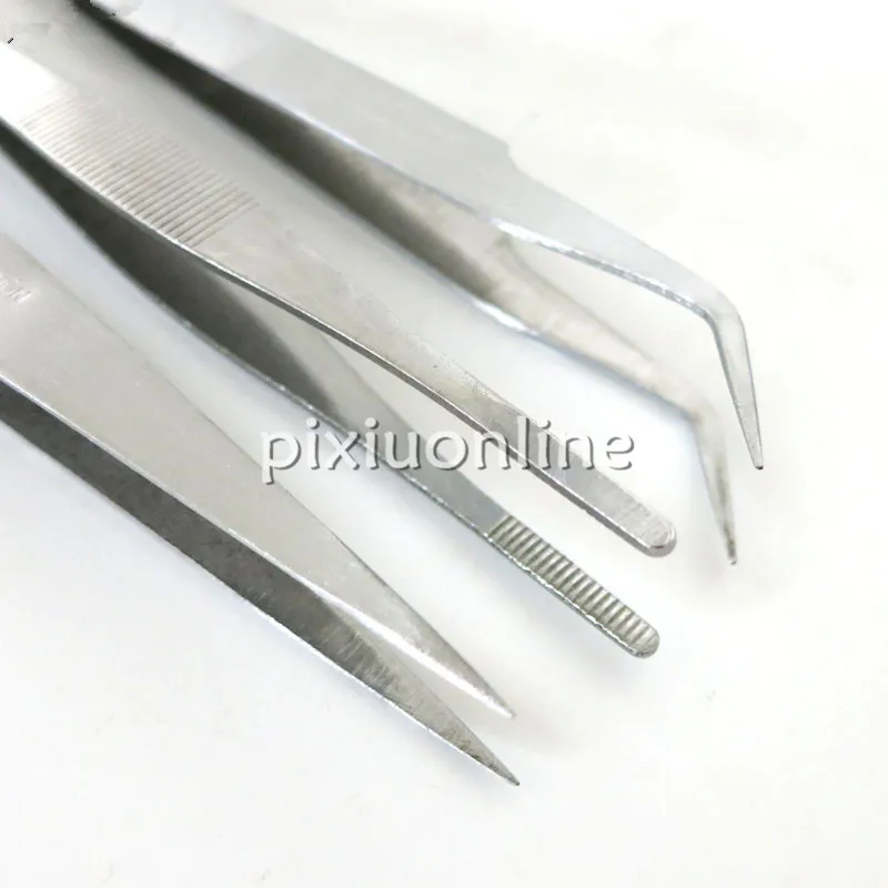 3pcs/pack J062b Three Kinds of Tweezers Stainless Steel Electrical Nippers Round Cusp Elbow Tweezers Sell at a Loss