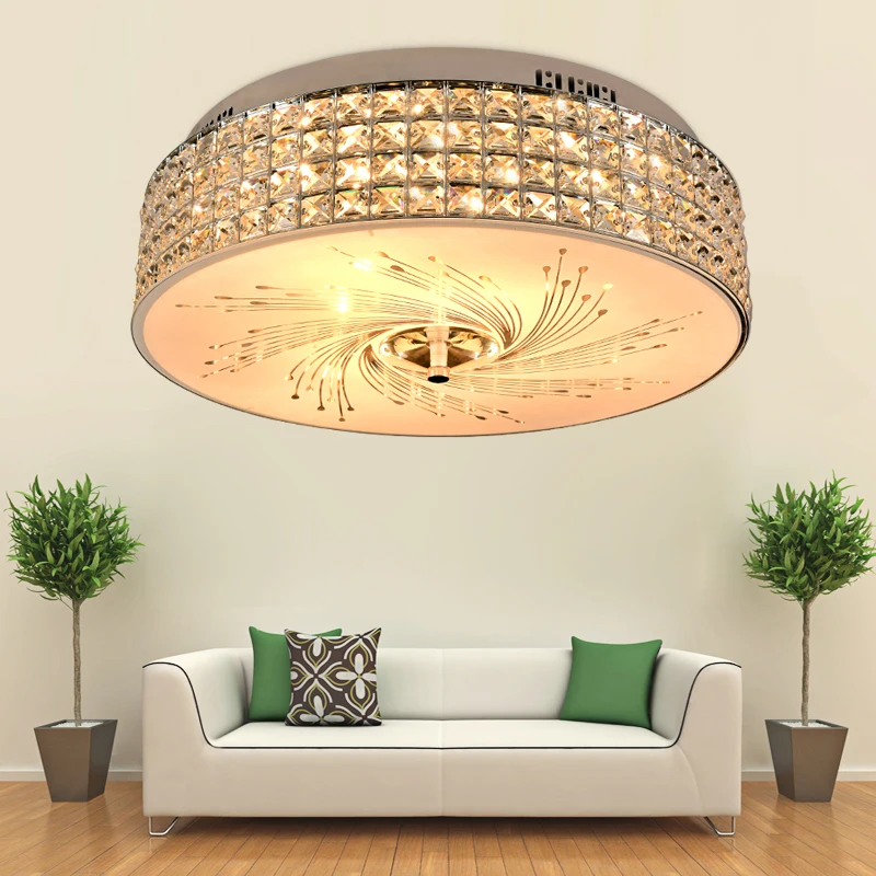 

Round LED Ceiling Lamp Lighting Fixtures Fashion Crystal Ceiling Lamps For Living Room Plafonnier Iron Luminarisas Para Teto