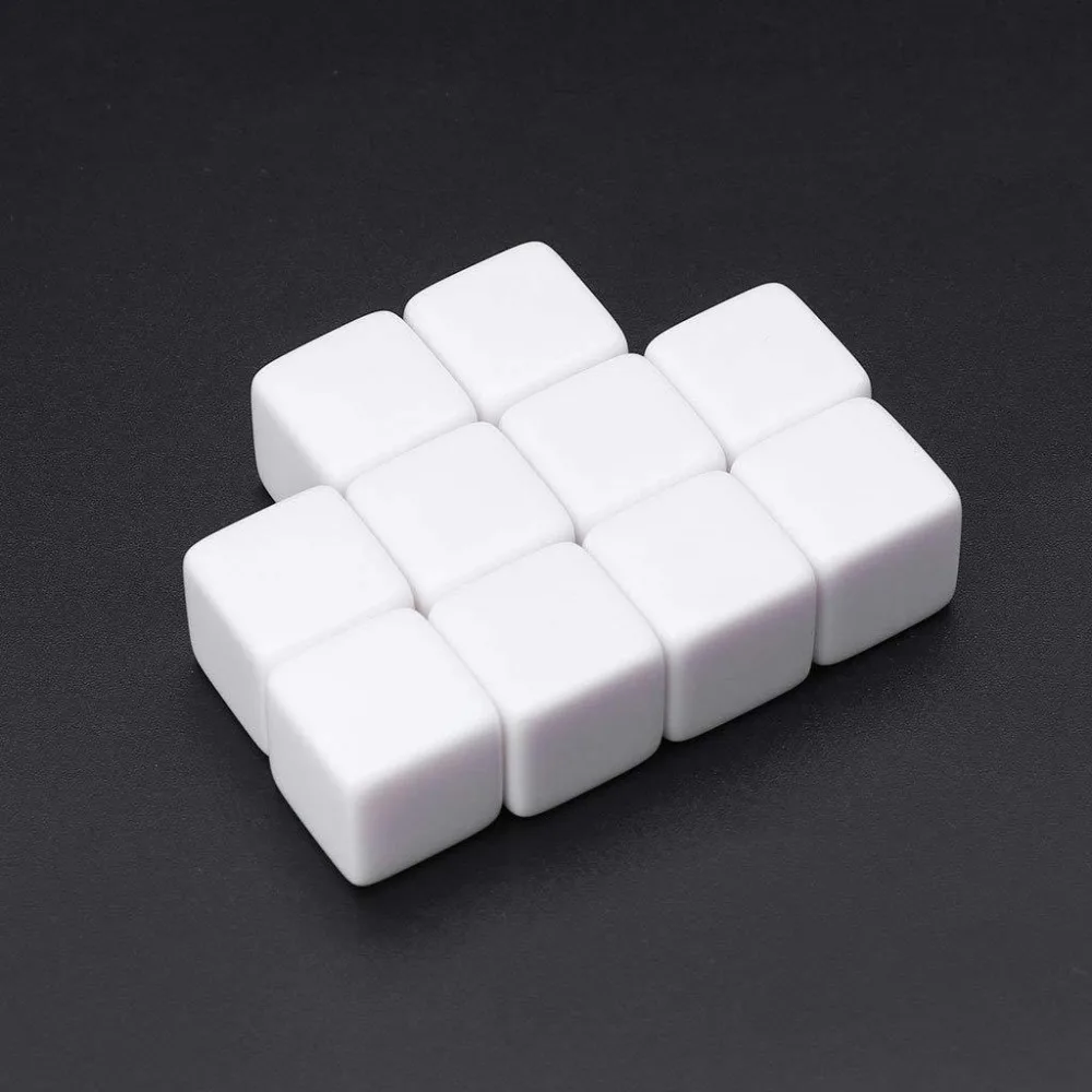 10pcs/pack New Acrylic 18mm White Blank Dice Teaching Props Game Accessories Mathematical Tools Square Corner