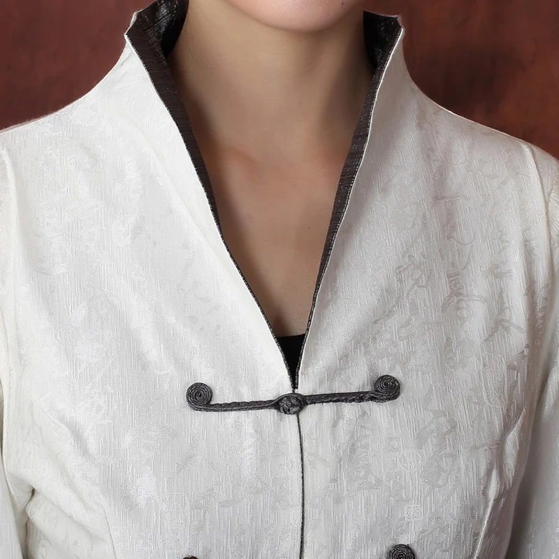 New Fashion Chinese tradition Tang suit White Women Jacket Coat Outerwear Long Sleeves Size: M,L,XL,XXL,XXXL