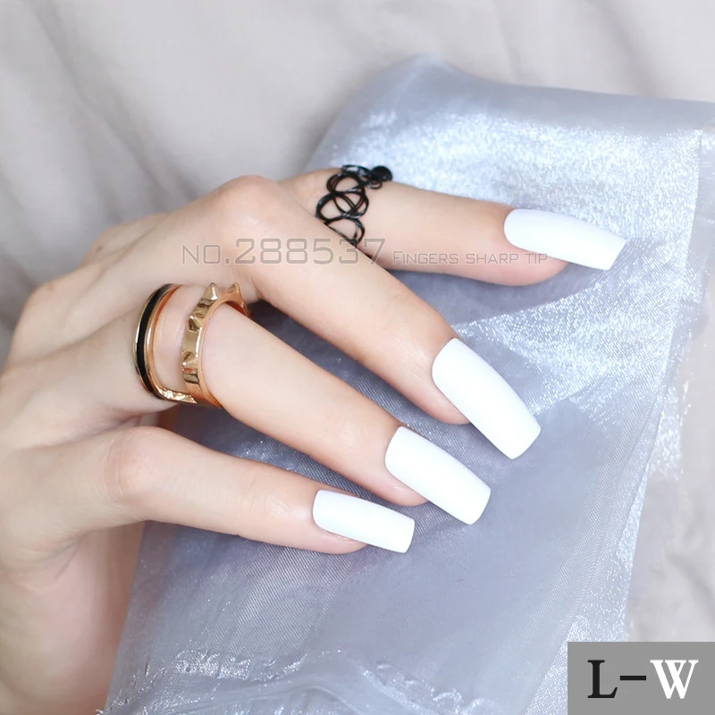 Personality New Super Long white Square head Candy solid color Full Wrap for Simple Lady Acrylic Art False nails 20pcs L-W