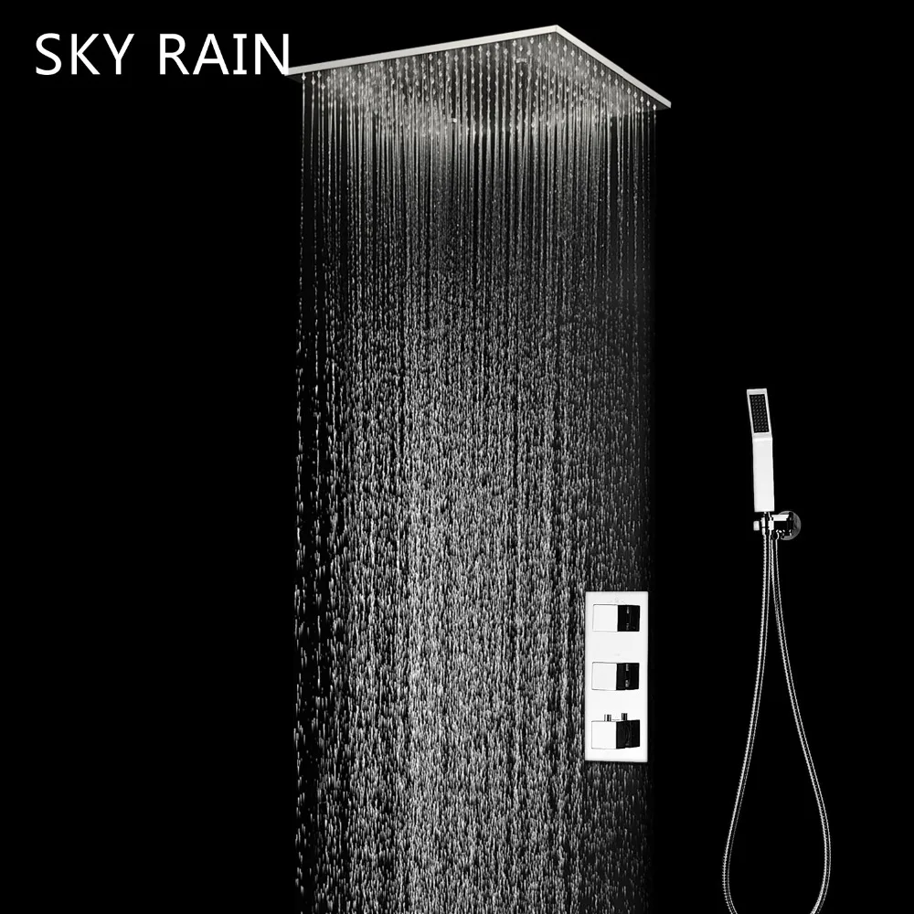

Bathroom Simple 20inch Square Shower Head Panel Faucet Set Rain Mist Spray Handheld Shower