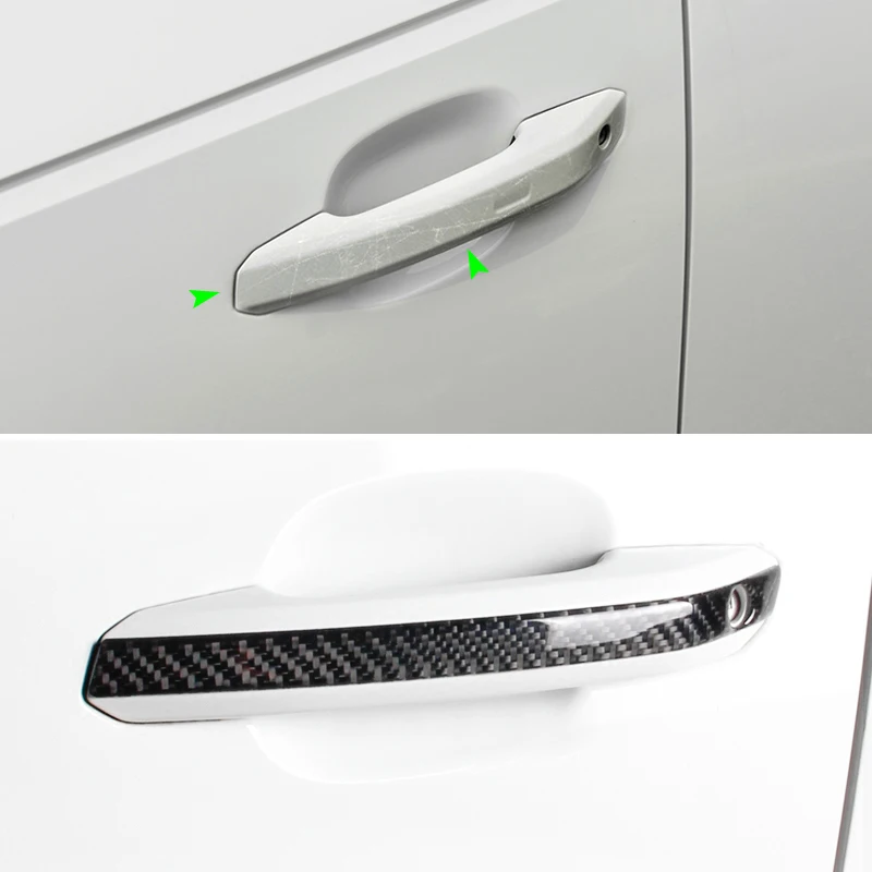 

Car Carbon Fiber Exterior Door Handle Pull Cover Sticker Trim For Audi A4 B9 A4L 2017 2018