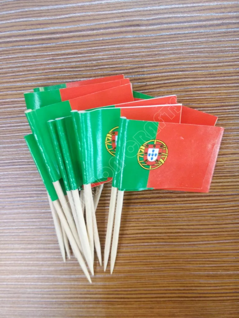 Portugal Toothpick Flags 300Pcs  Paper Food Picks  Cake Toothpicks Cupcake Toppers Fruit Cocktail Sticks Decoration Toothpicks