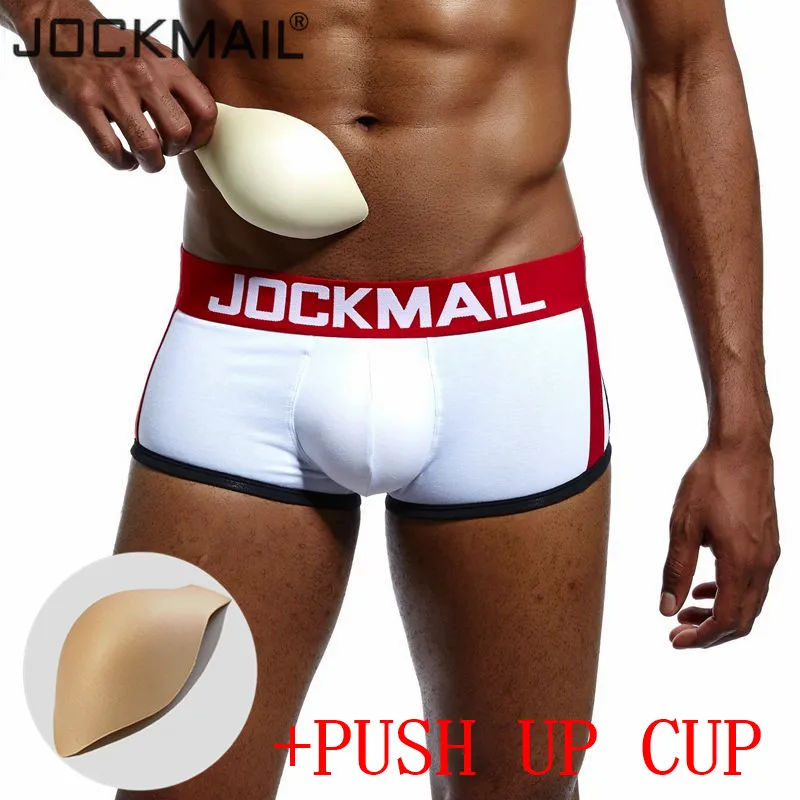 JOCKMAIL-bóxer de marca para hombre, ropa interior sexy, calzoncillos con copa de realce, realce de bulto, gay