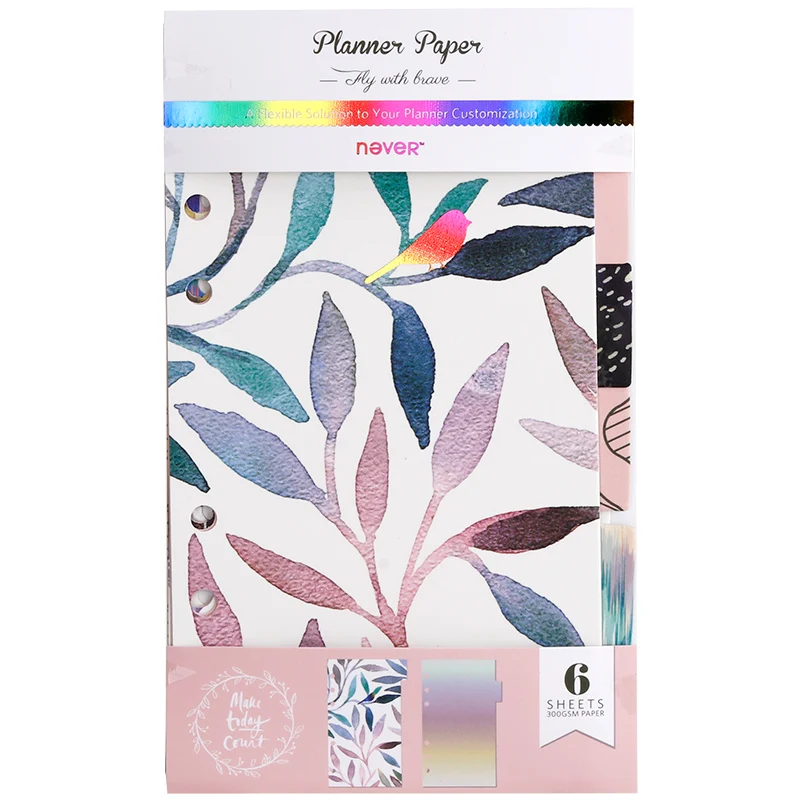 Never Fly Bird Series Index Pages Divider for Filofax Dokibook Spiral Planner Notebooks Bookmarks Refill 6pcs School Stationery