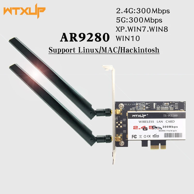 

Dual band Atheros AR9280 AR5BDT92 802.11a/b/g/n 300Mbps WIFI Card PCI express PCI-e WiFi Adapter For Desktop Linux/MAC OS