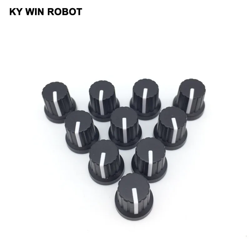 

New 10 Pcs 6mm Shaft Hole Dia Plastic Threaded Knurled Potentiometer Knobs Caps