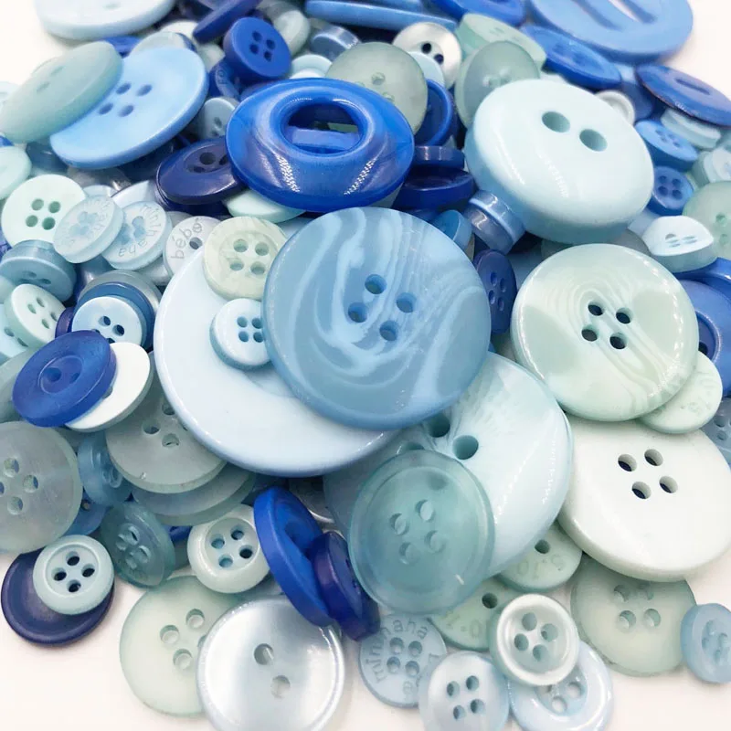 White with Blue 50 Gram DIY Making Hand Knitting doll\'s clothing Buttons Resin Promotions Mixed Sewing Scrapbook PT234