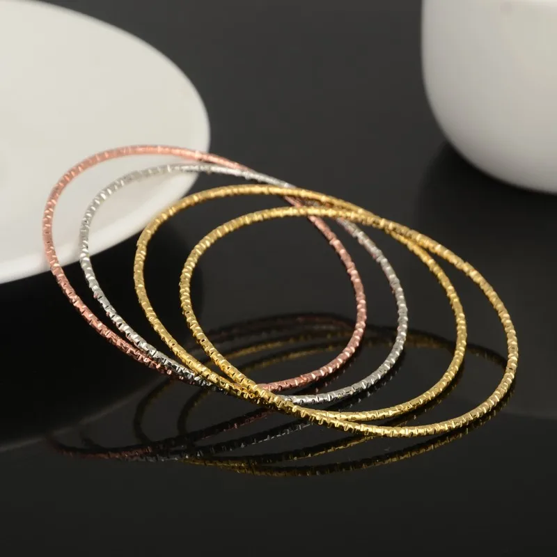 4pcs/set Gold Silver Color Lovely Children Kid boy Girl Infant Baby Bangle Bracelet Gift For Child