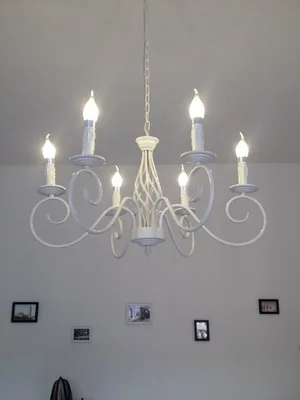 For foyer dinning room Modern vintage E14 6 arms classical Iron candle light white chandelier