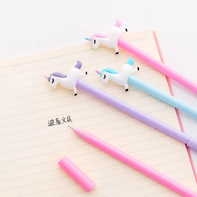 40 Pcs Cute Cartoon  Kawaii Stationary Jump Unicorn Neutral Pen Creative Student Exam Black Pen Signature Pen Office Stationery