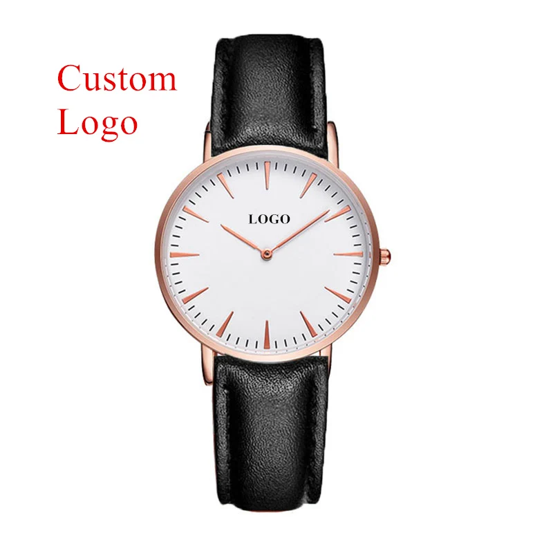 CL034 Customized Rose Gold Watch 36mm Case Ladies Wrist Watches Small Women Brand Logo Wristwatches Stainless Steel Strap Accept