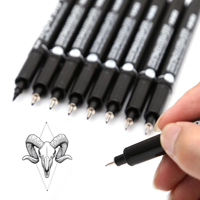 9 Pcs Black Pigment Liner Needle Drawing Pen Pigma Micron Water-proof Sunproof Art Marker Pen For Sketching Art Supplies