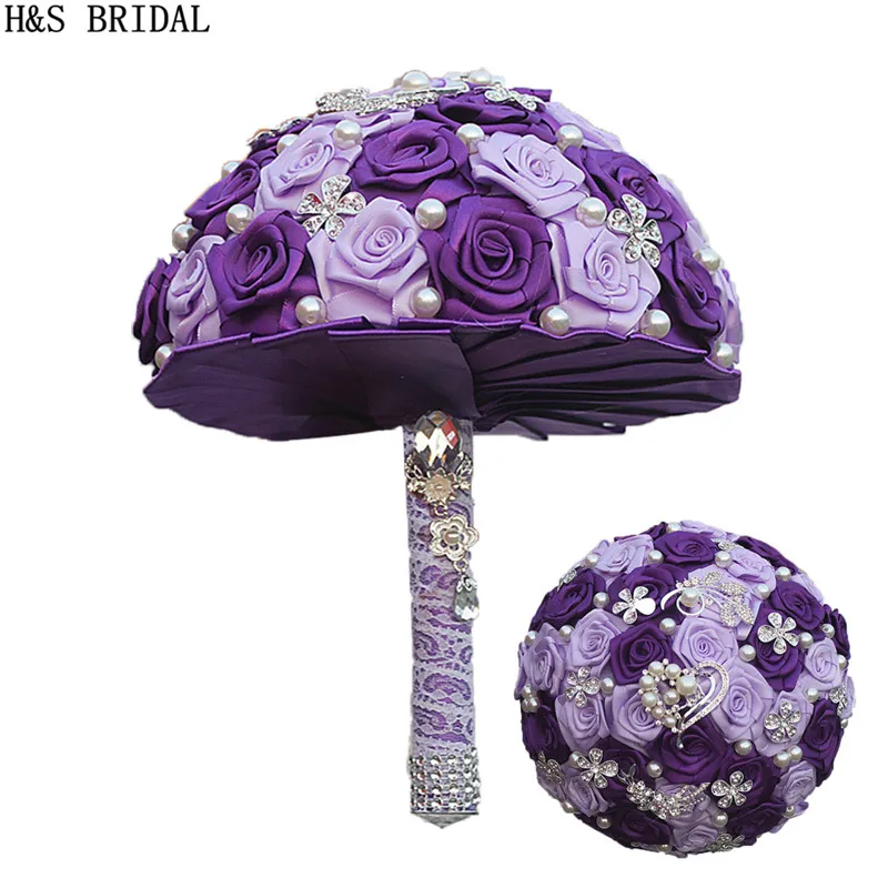 H&S BRIDAL Purple pearls Wedding Bouquet bouquet de mariage wedding flowers bridal bouquets wedding accessorize