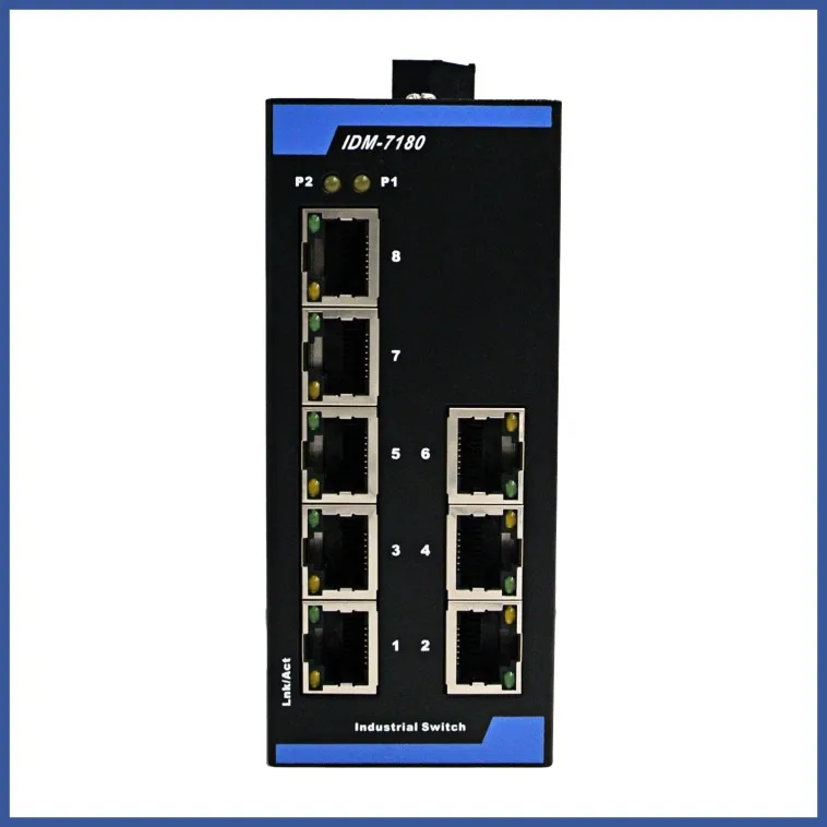 new Industrial Switch 8-port Ethernet Rail Switch 12v 24v DIN Rail Mount Industrial Grade